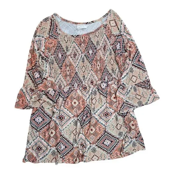 Bobbie Brooks Boho Knit Peasant Style Knit 3/4 Sleeve Top Size 2X - Picture 1 of 5